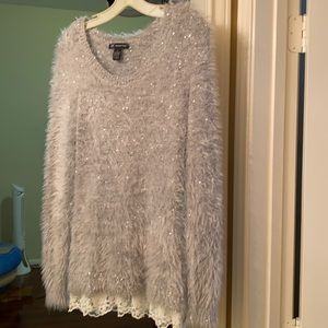 INC furry and sequins sweater
